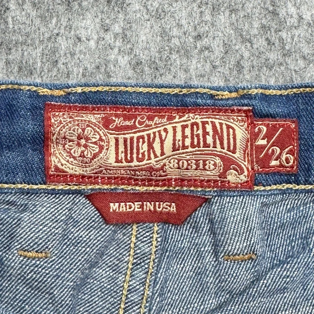 Lucky Legend Denim Shorts Frayed‎ Hem Blue Wash Casual Summer Made in USA 2/26